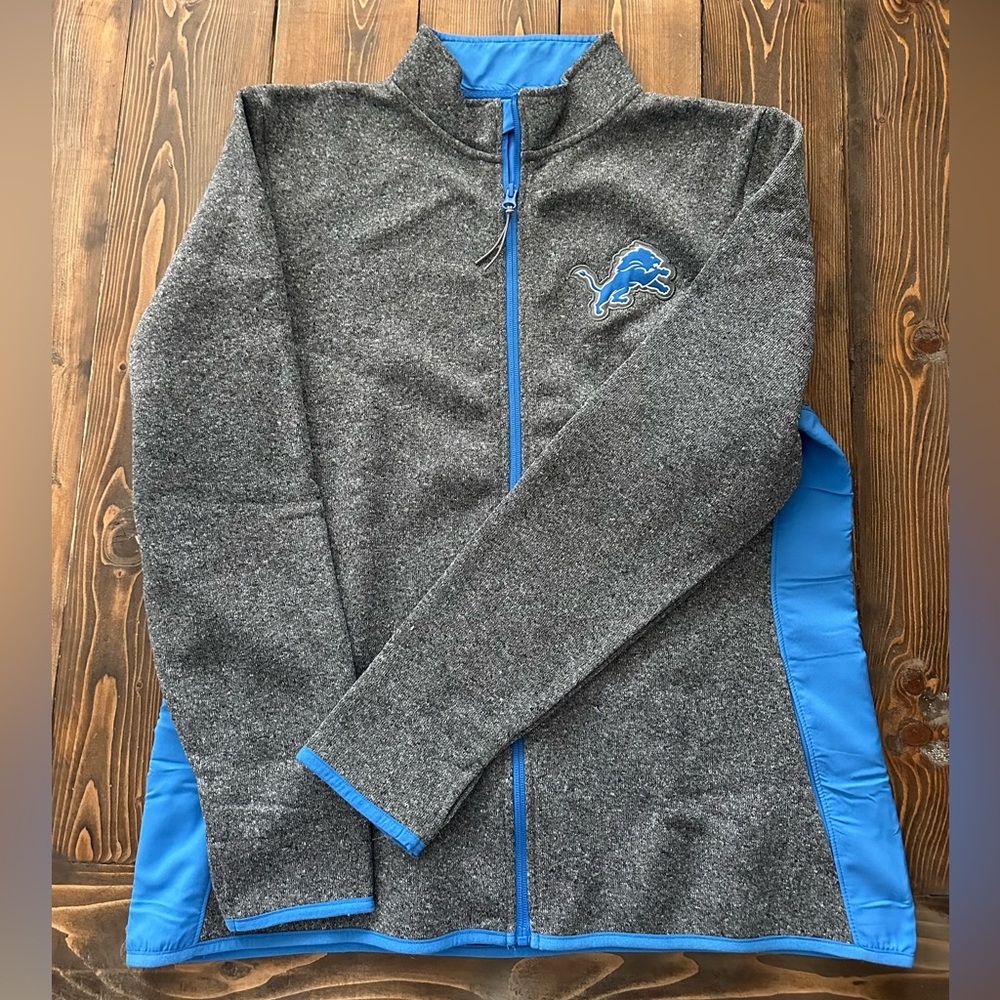 NFL Detroit Lions Gray and Blue Team Apparel Jacket